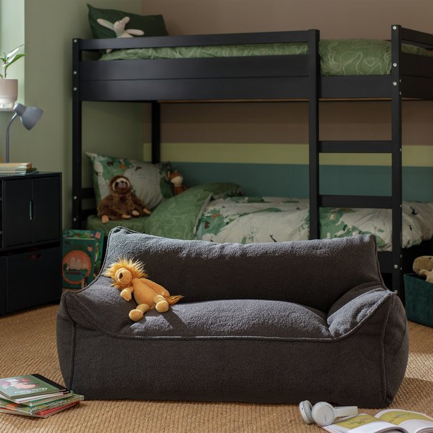 Kaikoo kids double chair bean bag charcoal, UK version