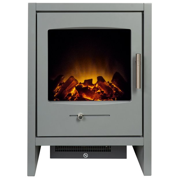 Adam Bergen electric stove grey with LED flame effect, imported from the UK
