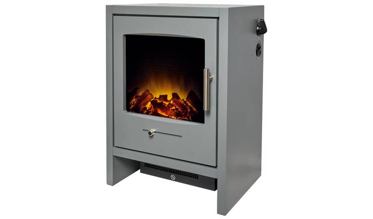 Adam Bergen electric stove grey with LED flame effect, imported from the UK