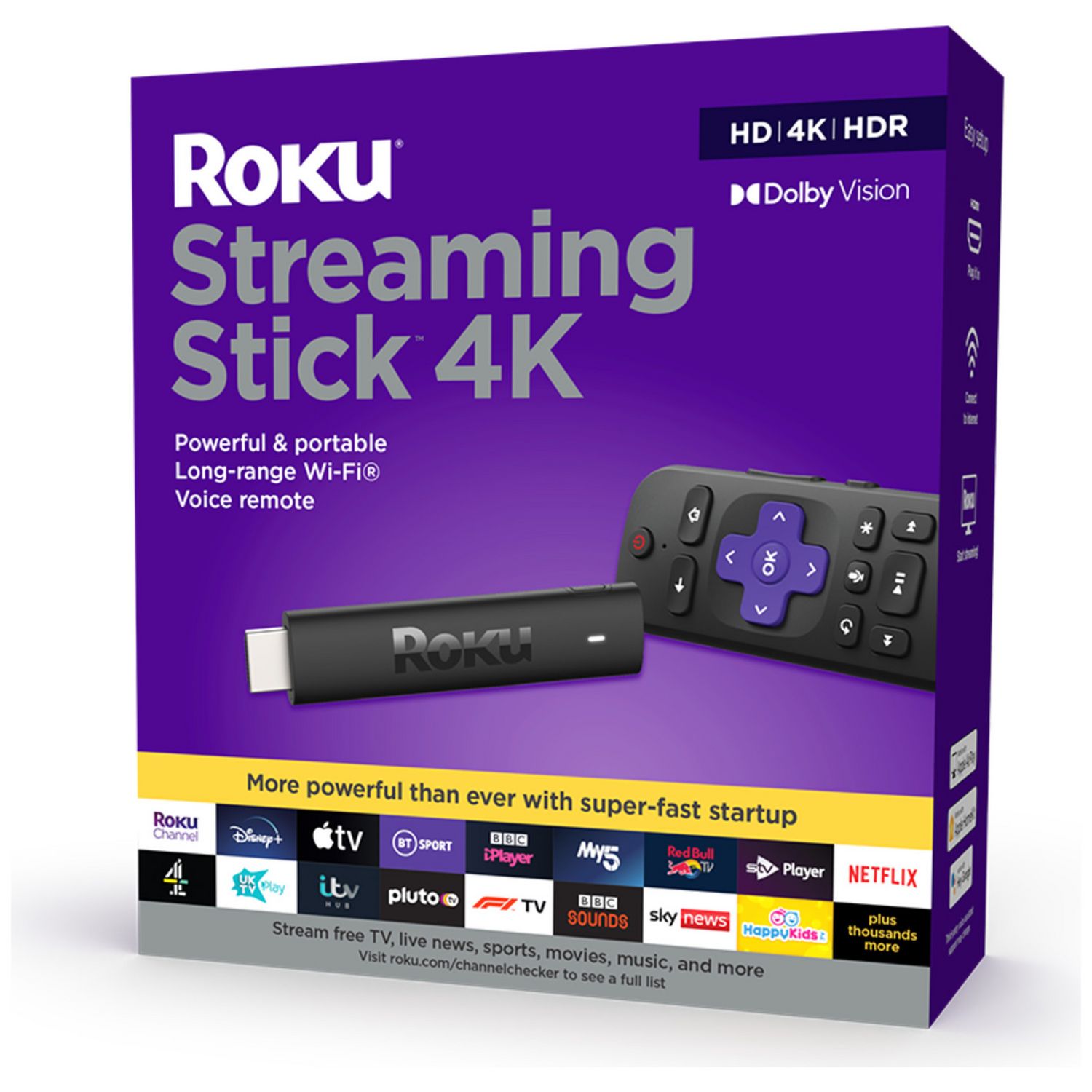 Roku 4K HDR streaming stick media player, UK version