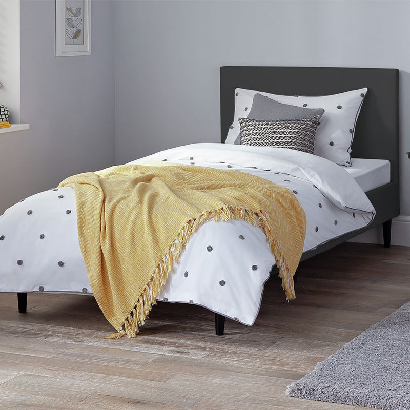 Argos Home Skylar Single Bed Frame White Upholstered Bed Frame