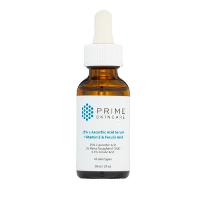 Superdrug Prime Skincare 15% Ascorbic Acid Face Serum with Vitamin E Ferulic Acid 30ml- Buy online at McGrocer