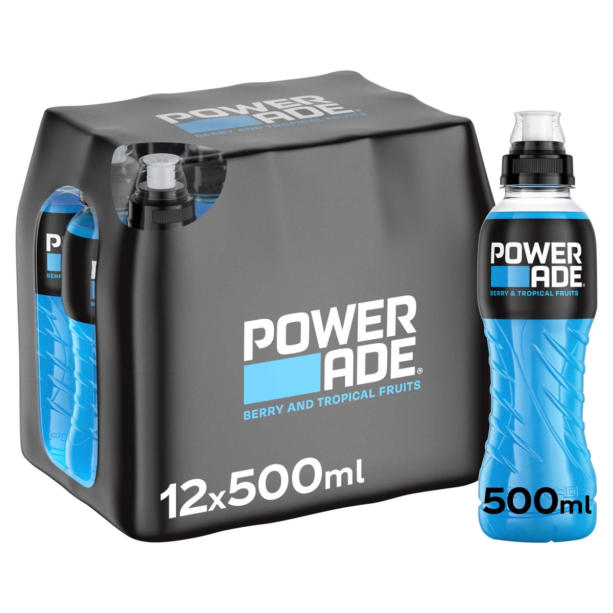 Powerade Berry & Tropical sports drink 12 x 500ml, imported from the UK