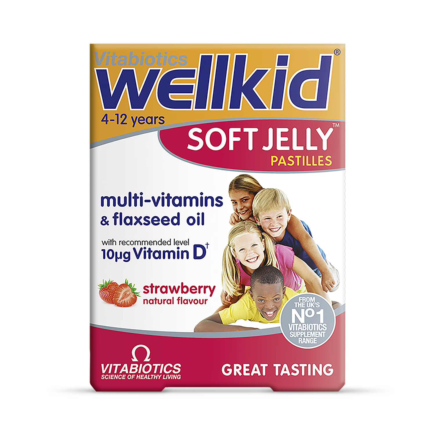 Vitabiotics Wellkid multivitamin pastilles strawberry 30 chews, UK version
