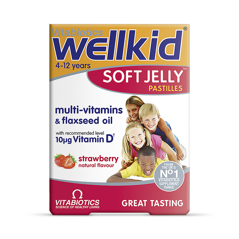 Vitabiotics Wellkid multivitamin pastilles strawberry 30 chews, UK version