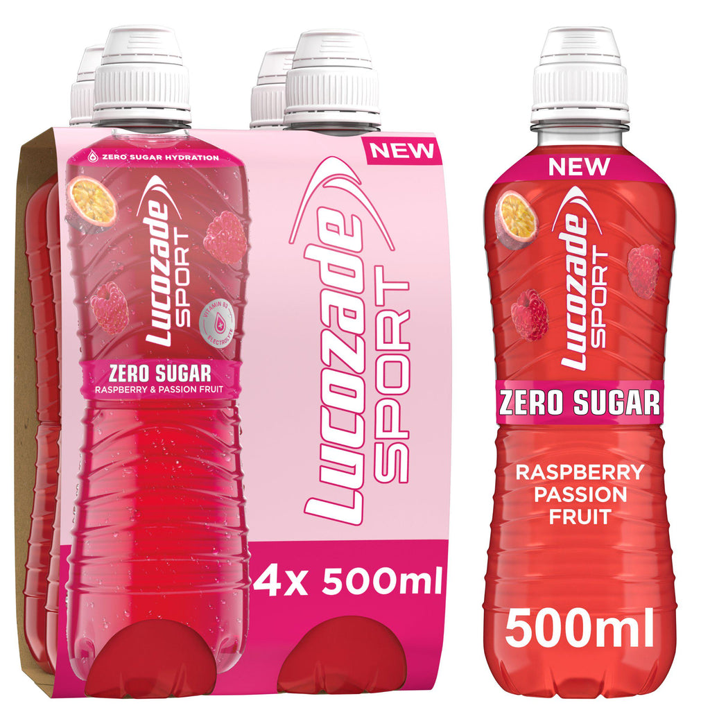 Lucozade Sport Drink Zero Raspberry & Passion Fruit 4x500ml