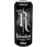 Relentless Origin Energy Drink 500ml pack, imported from the UK