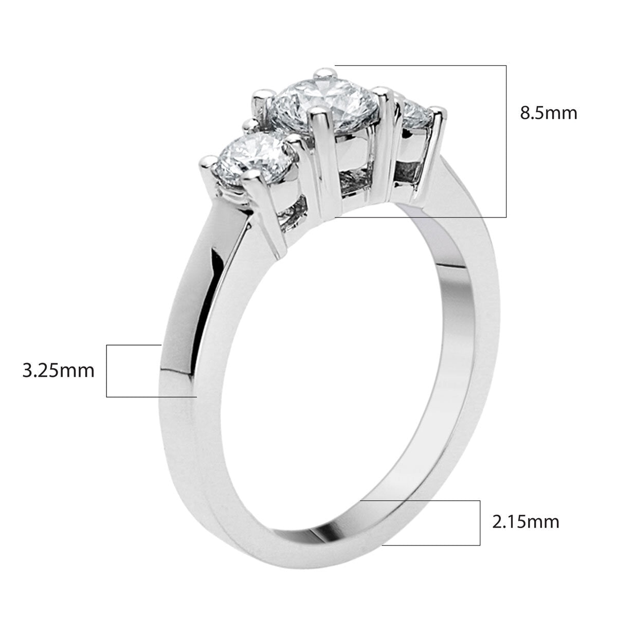 Costco 1.00ct diamond 3 stone ring in white gold - British product