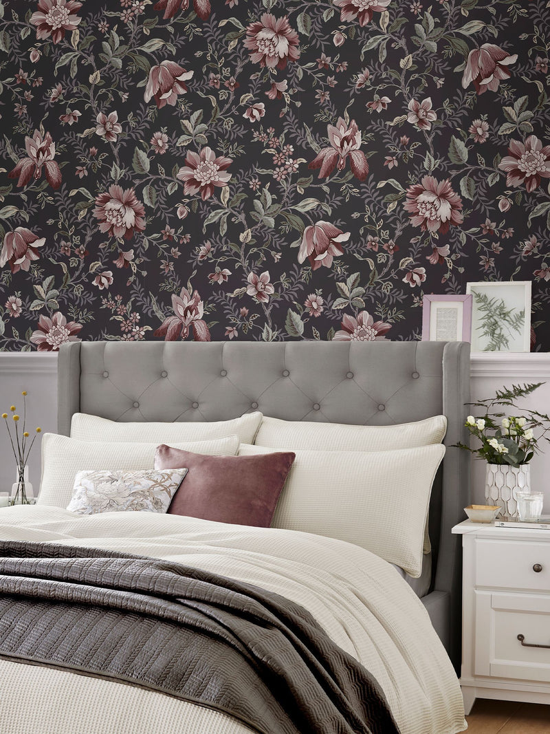 Laura Ashley Pale Blackerry Purple Edita's Garden A4 Wallpaper Sample