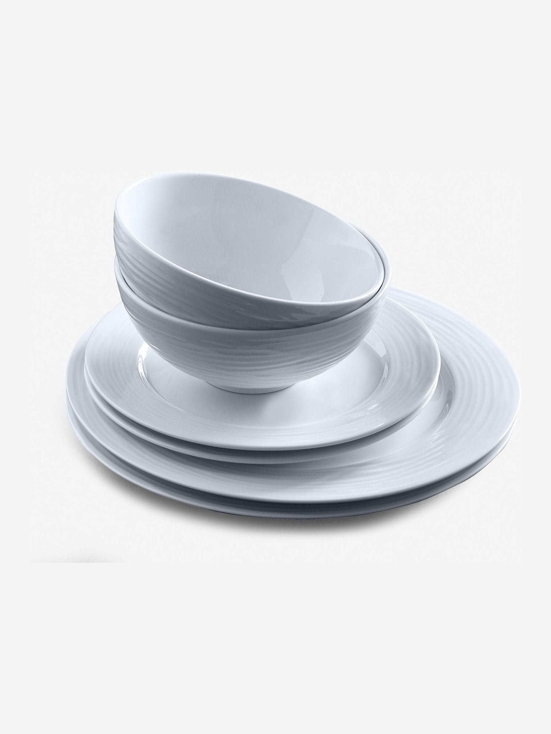 Malvern white embossed dinner set 12 piece (British brand)