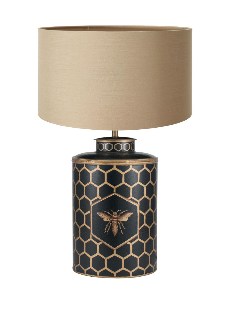 Pacific Black Honeycomb Bee hand-painted metal table lamp (British brand)
