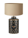 Pacific Black Honeycomb Bee hand-painted metal table lamp (British brand)