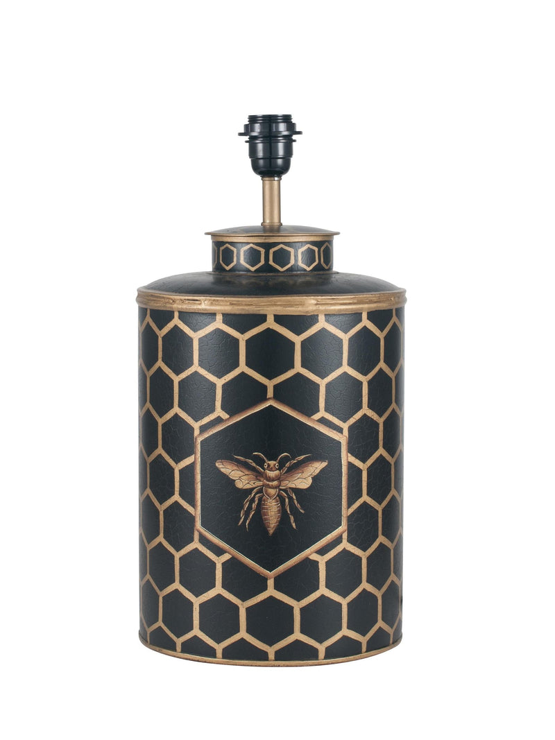 Pacific Black Honeycomb Bee hand-painted metal table lamp (British brand)