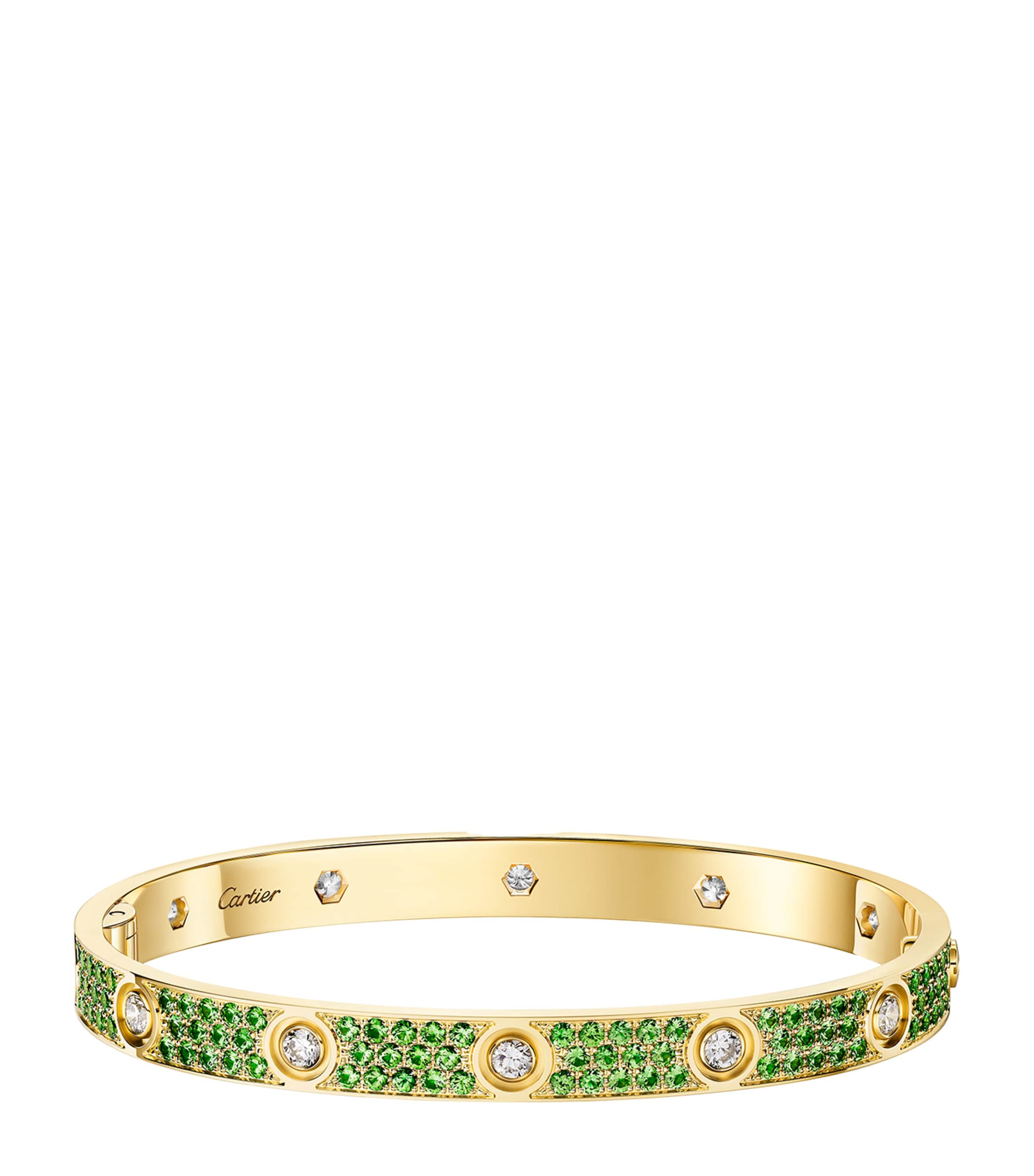 Cartier LOVE bracelet yellow gold diamonds tsavorite, imported from the UK