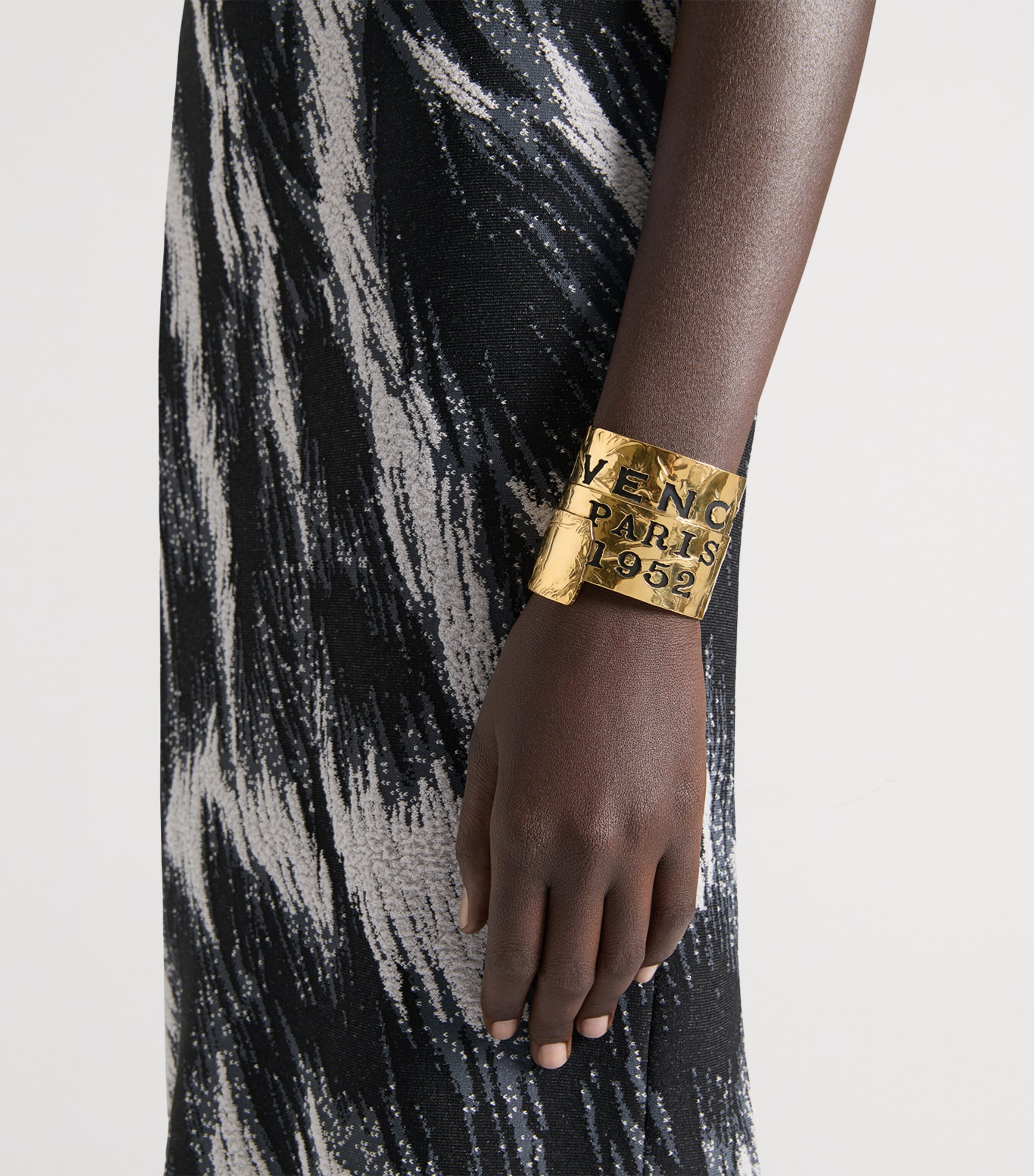 Givenchy tape cuff bracelet distressed brass Paris 1952, imported from the UK