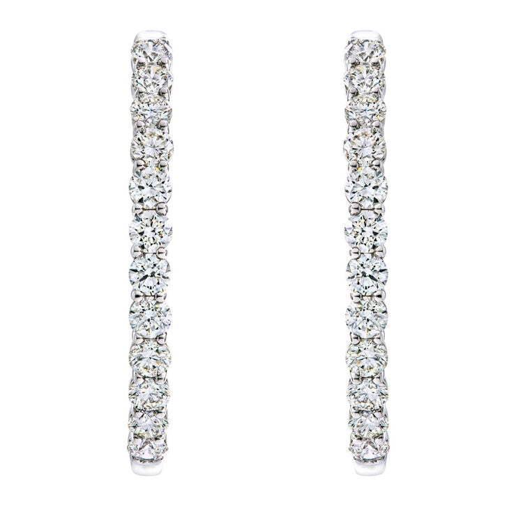 Diamond hoop earrings round brilliant cut 4.95ctw 14ct white gold (British brand)