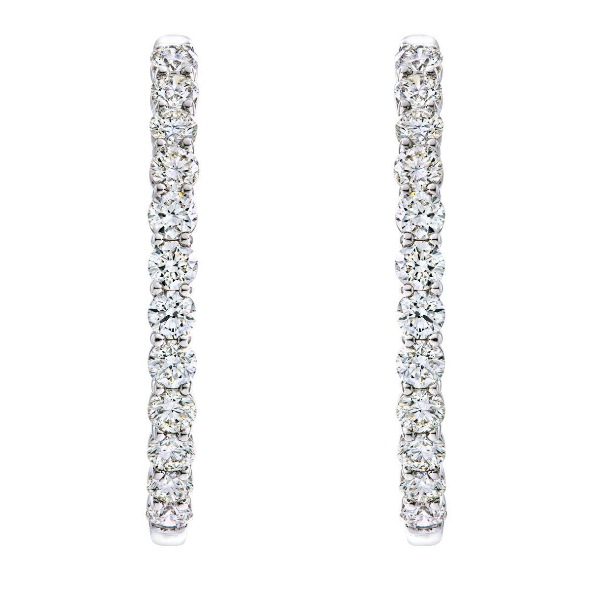 Diamond hoop earrings round brilliant cut 4.95ctw 14ct white gold (British brand)