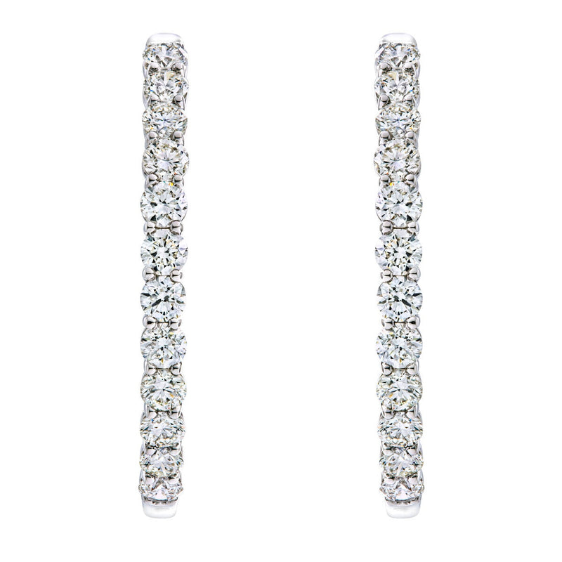 Diamond hoop earrings round brilliant cut 4.95ctw 14ct white gold (British brand)