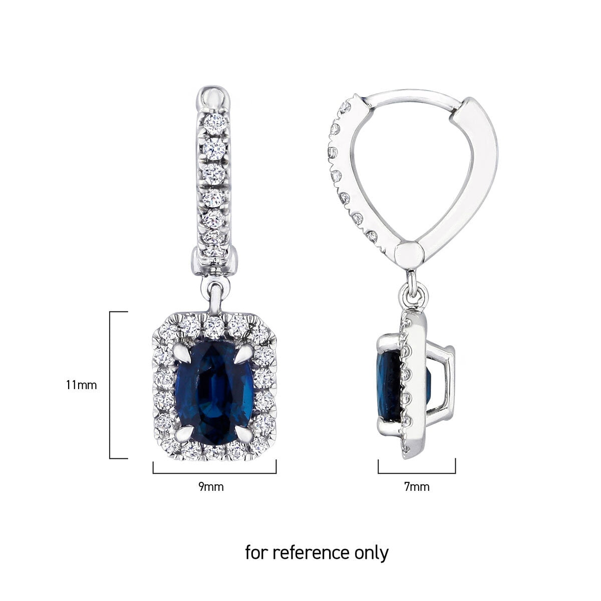 Costco oval cut blue sapphire diamond stud earrings 0.50ctw (British brand)