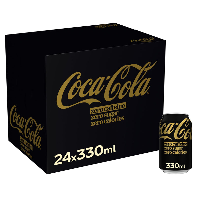Coca-Cola Zero Sugar Zero Caffeine cola 24 x 330ml cans - British product