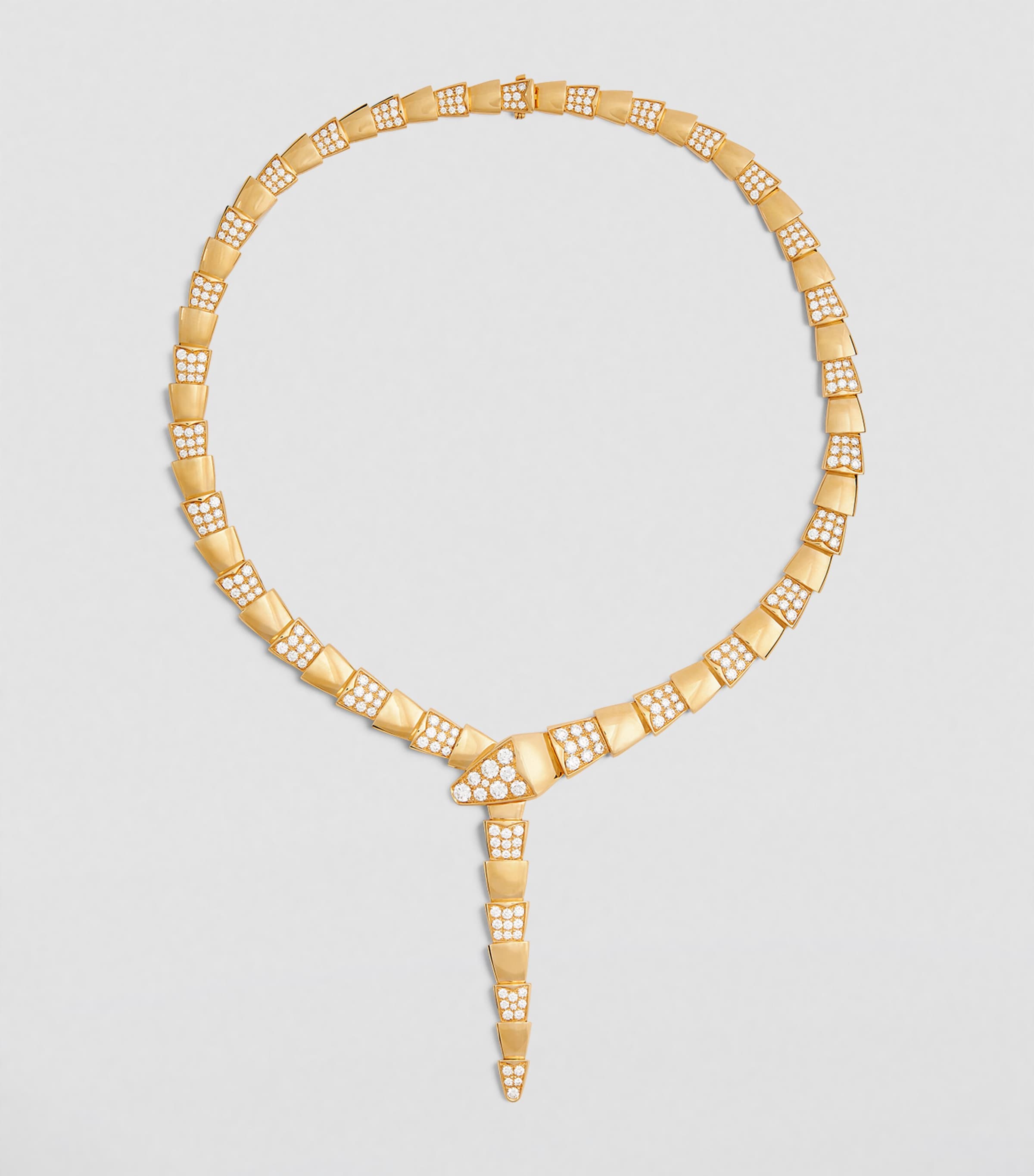 Bvlgari yellow gold and diamond Serpenti Scaglie necklace - British product