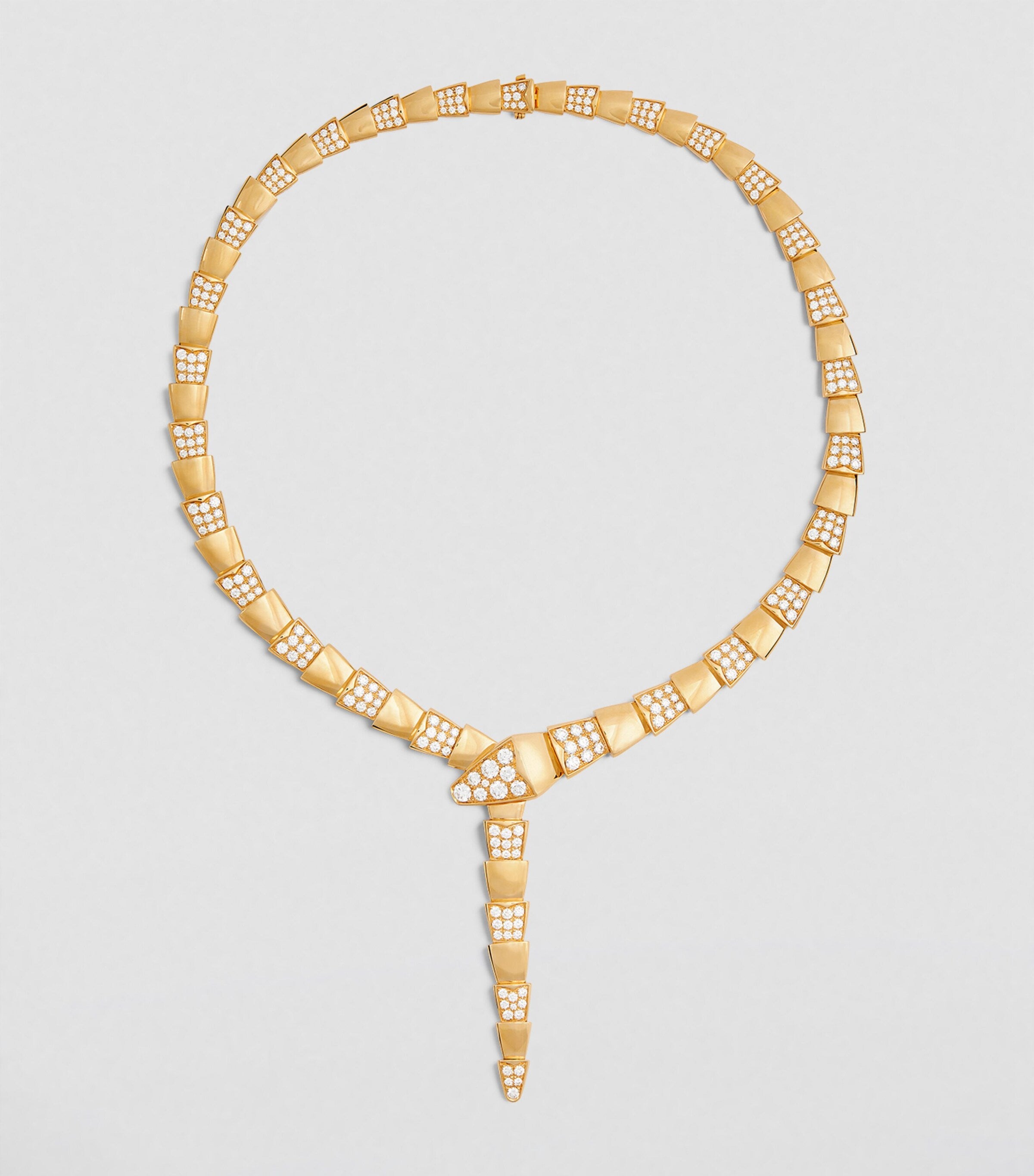 Bvlgari yellow gold and diamond Serpenti Scaglie necklace - British product