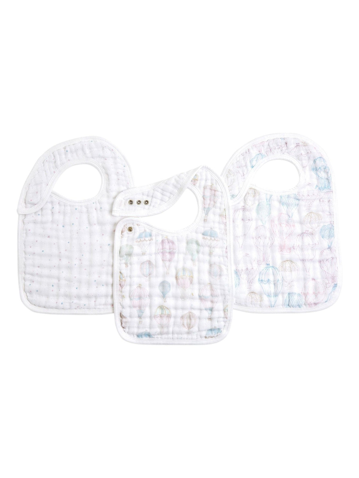 aden + anais rosa bomullsmuslin snap hagesløyfer 3-pakning, UK-versjon