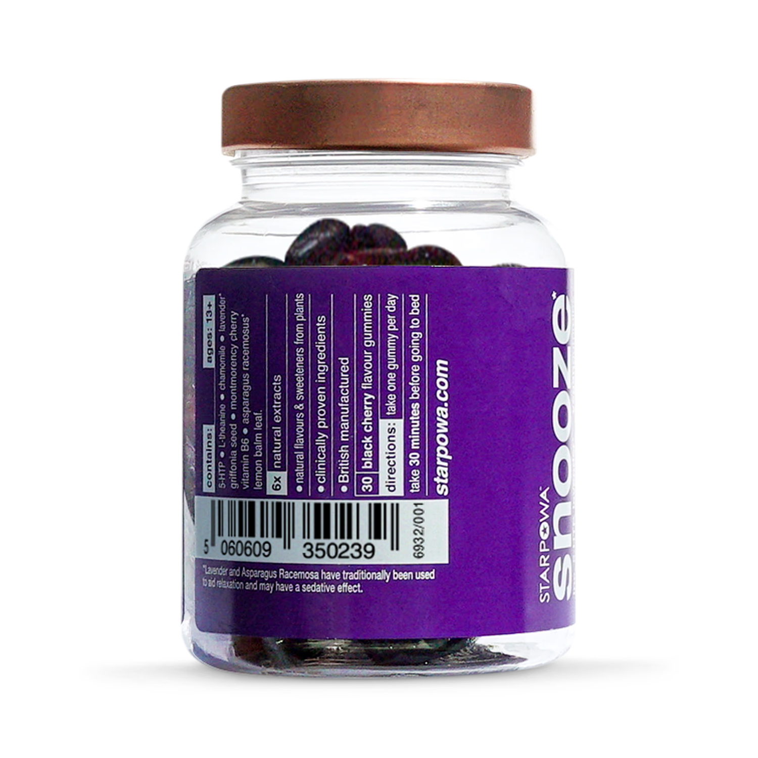 Starpowa Snooze black cherry gummies 30 pack (British brand)