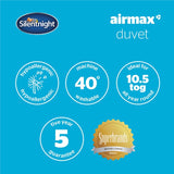 Silentnight Airmax 10.5 Tog duvet in various sizes - British product