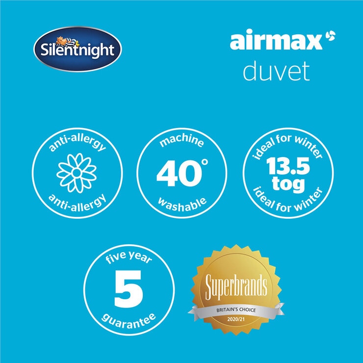 Silentnight Airmax 13.5 tog duvet, UK version