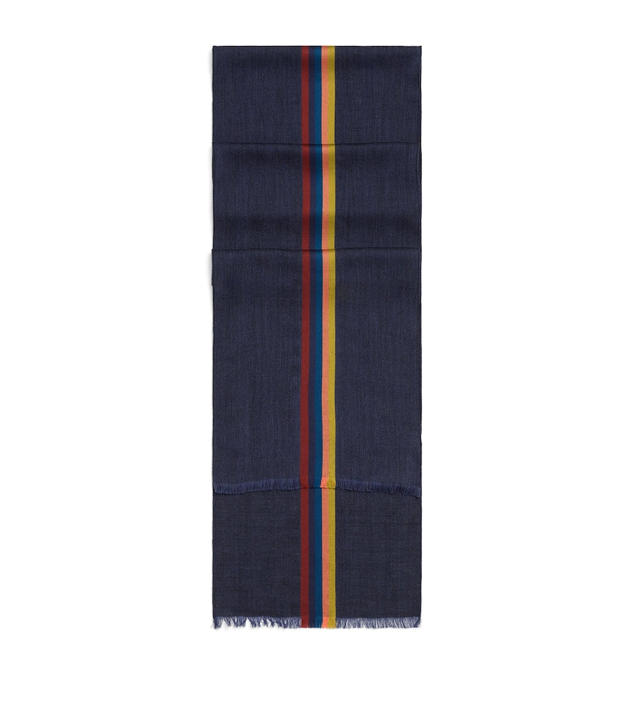 Paul Smith skjerf i ren ullblanding med sentral stripe, britisk versjon