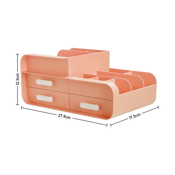 Livingandhome pink desk organizer with three drawers, UK version