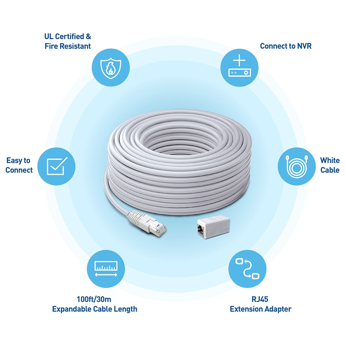 Swann Cat5e extension cable 30m white - British product