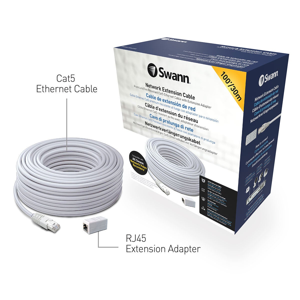Swann Cat5e extension cable 30m white - British product