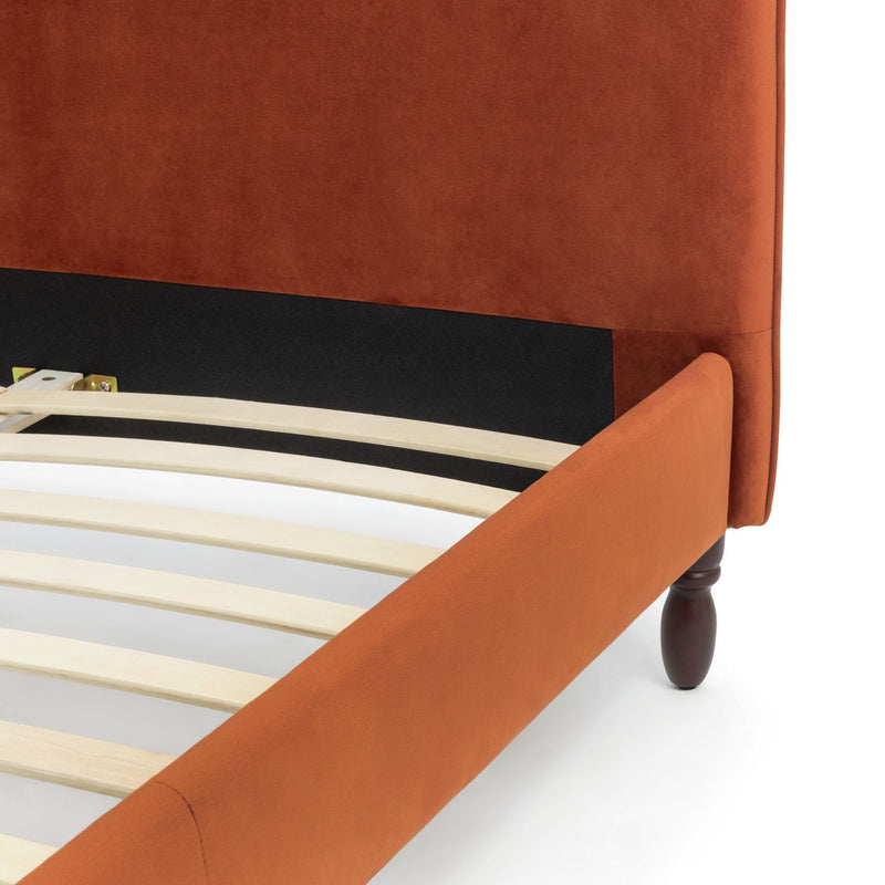 Habitat double velvet bed frame in orange, UK version