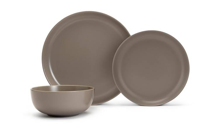 Habitat Mushroom 12 Piece Stoneware Dinner Set - Mushroom