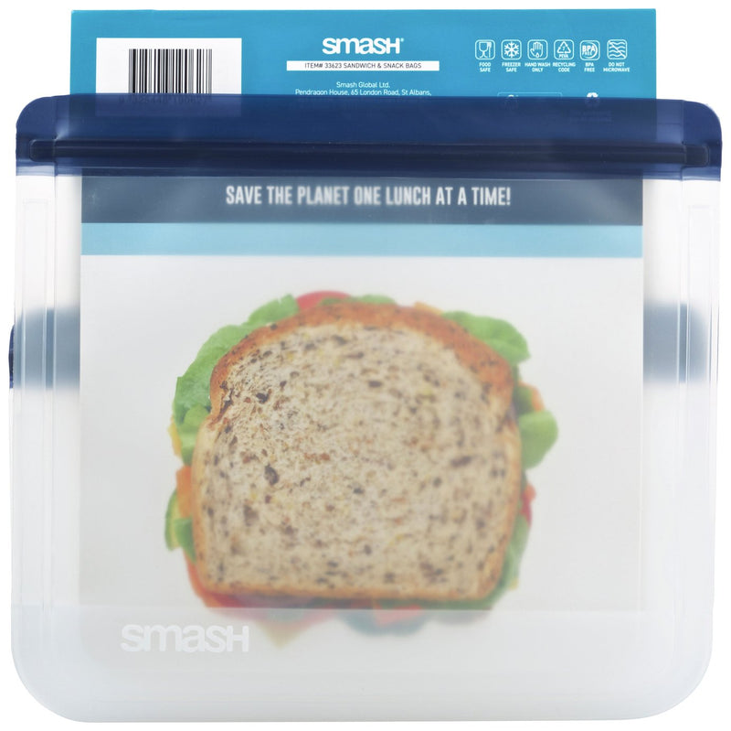 Smash navy blue reusable sandwich bags pack of 2 (British brand)