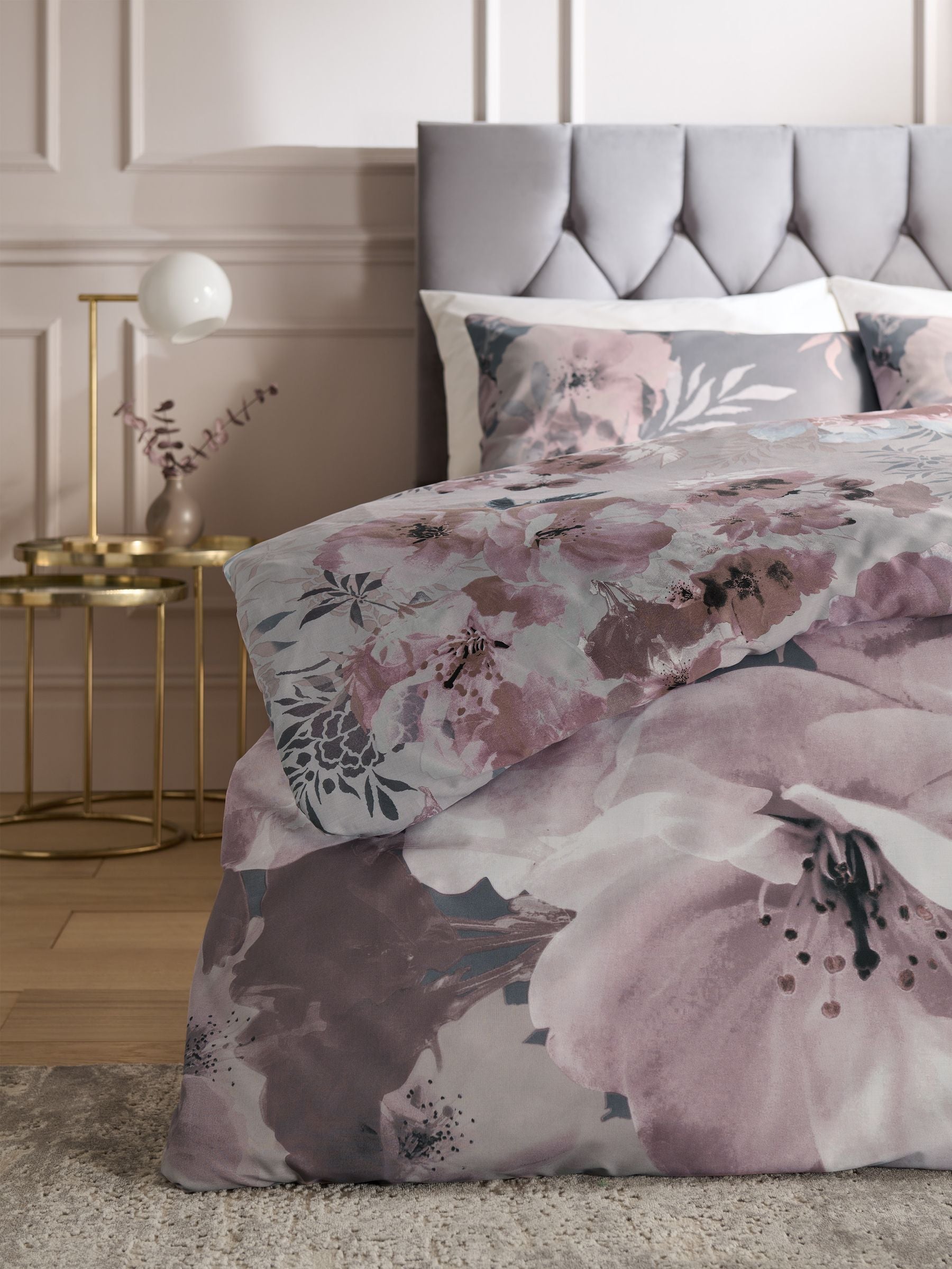 Catherine Lansfield pink dramatic floral duvet cover and pillowcase set - British product