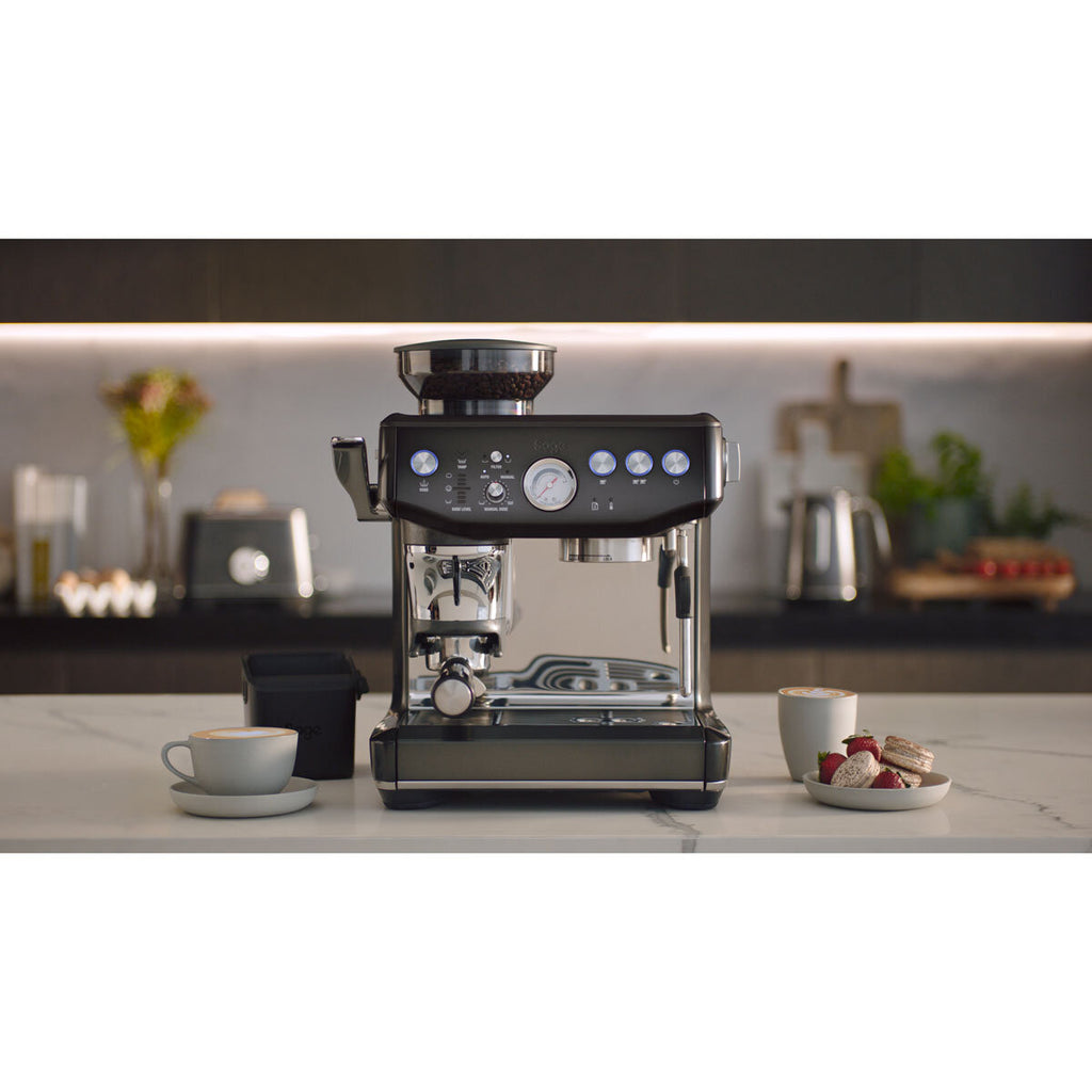 Sage The Barista Express Impress Bean to Cup Coffee Machine in Black Stainless Steel, SES876BST4GUK1