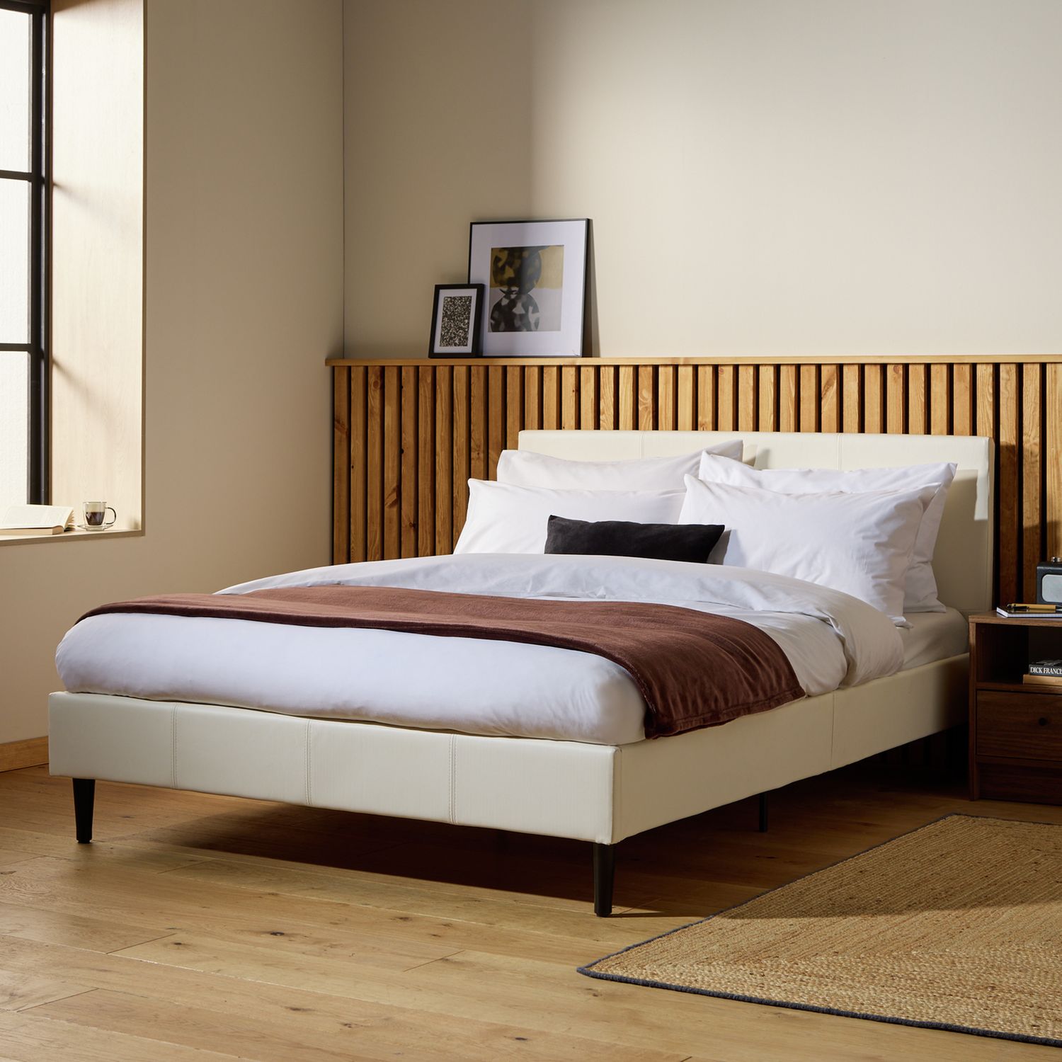 Argos Home Skylar Single Bed Frame White Upholstered Bed Frame