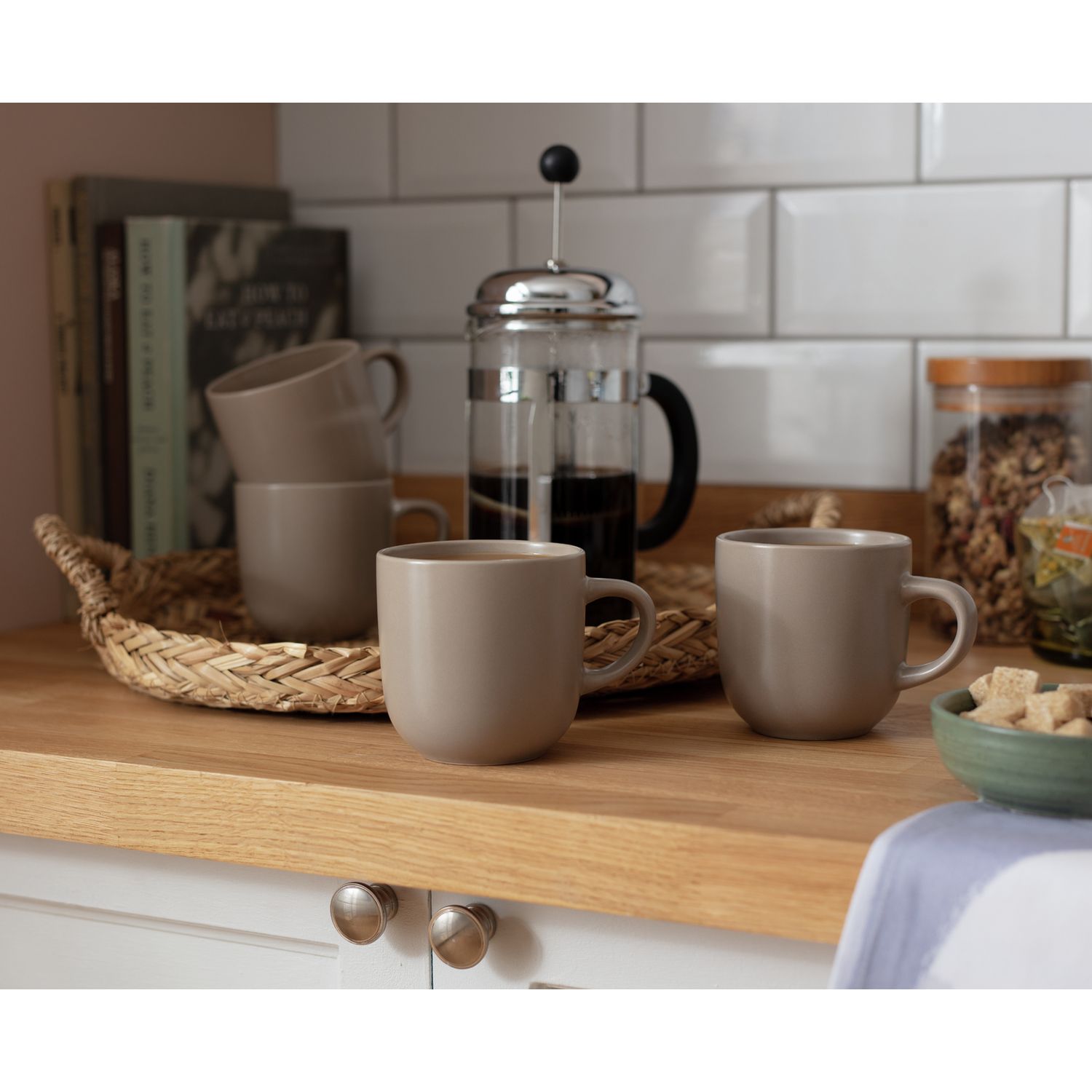 Habitat matte grey mushroom mugs set of 4, UK version