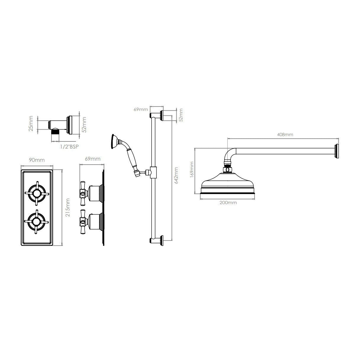 Tavistock Highbury concealed two function shower - British product