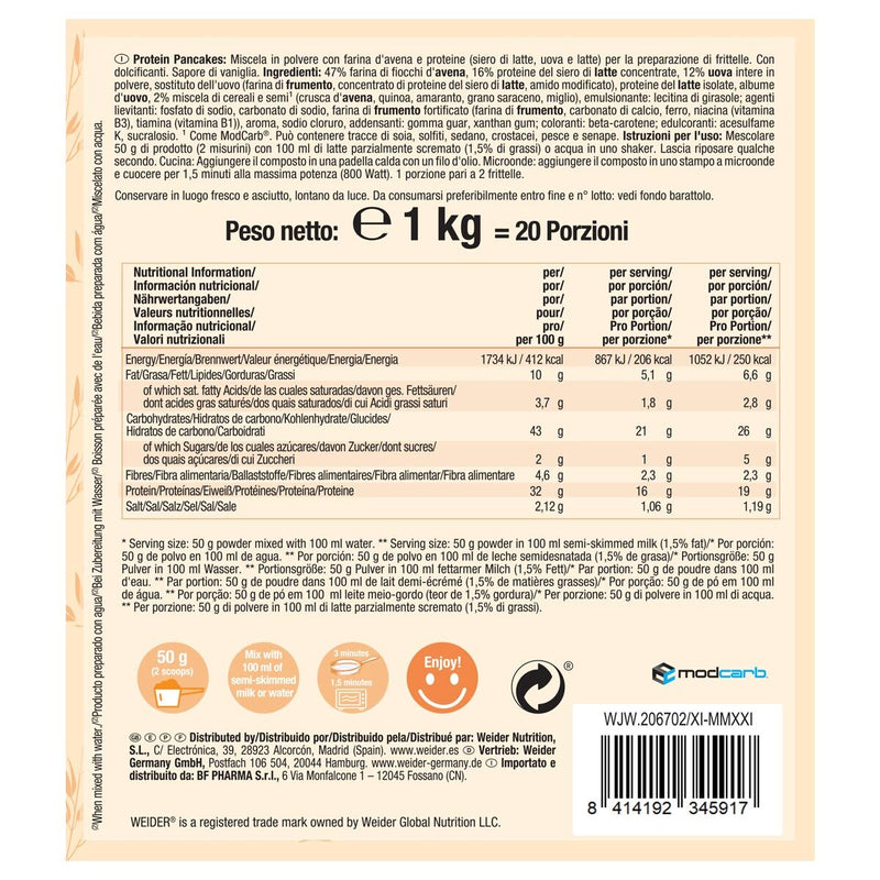 Weider protein pancake mix vanilla 1kg, UK version