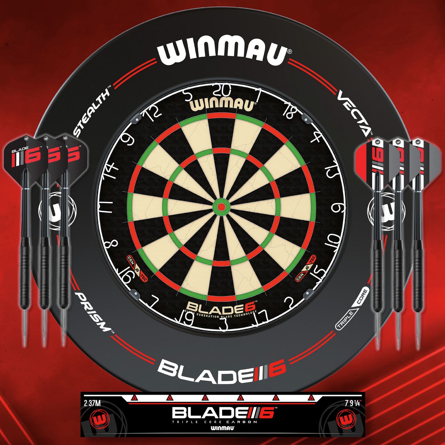 Winmau Blade 6 Professional Dartboard and Darts Set (British brand)