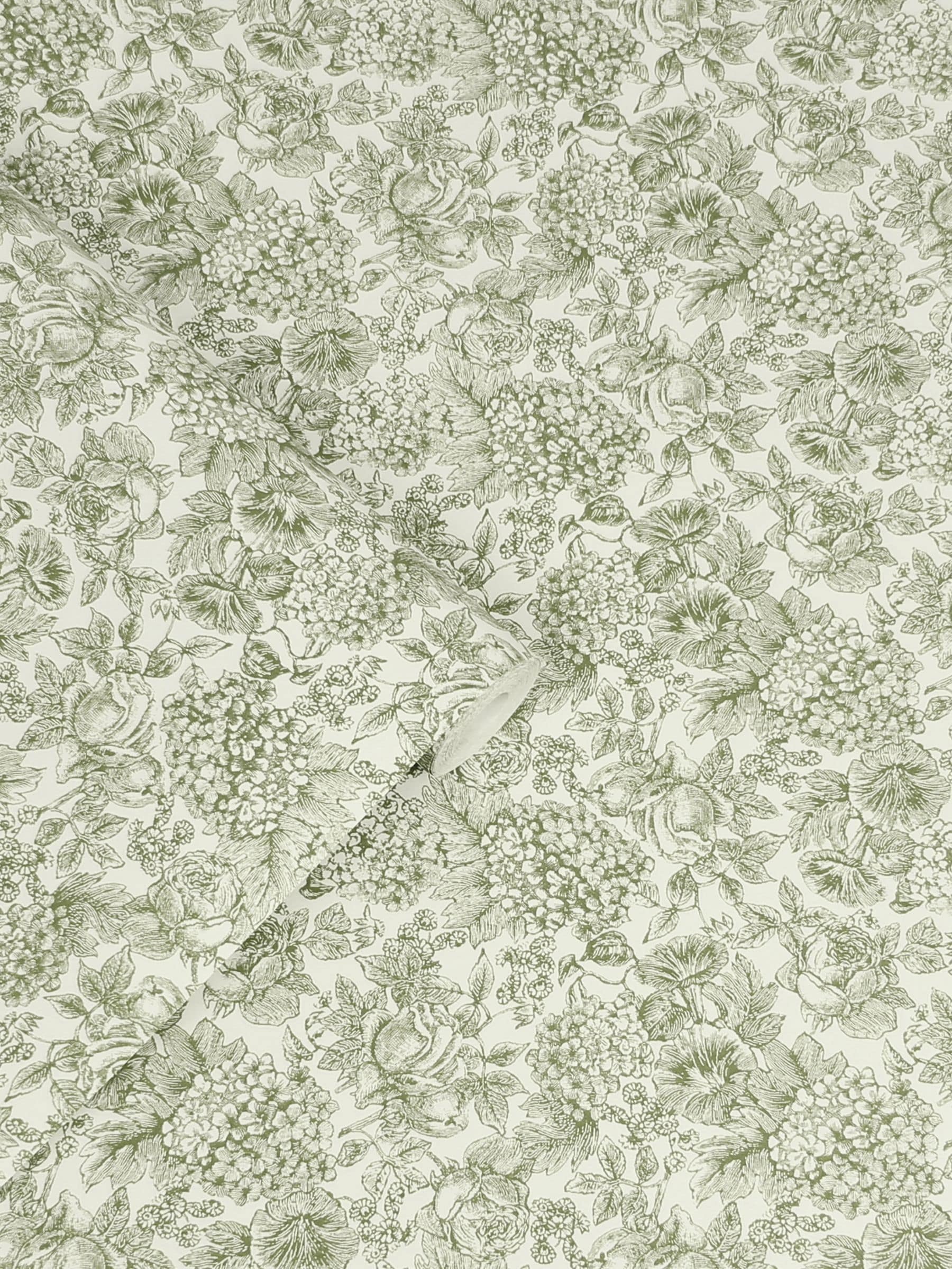 Laura Ashley Moss Green Louise wallpaper 10m roll, imported from the UK