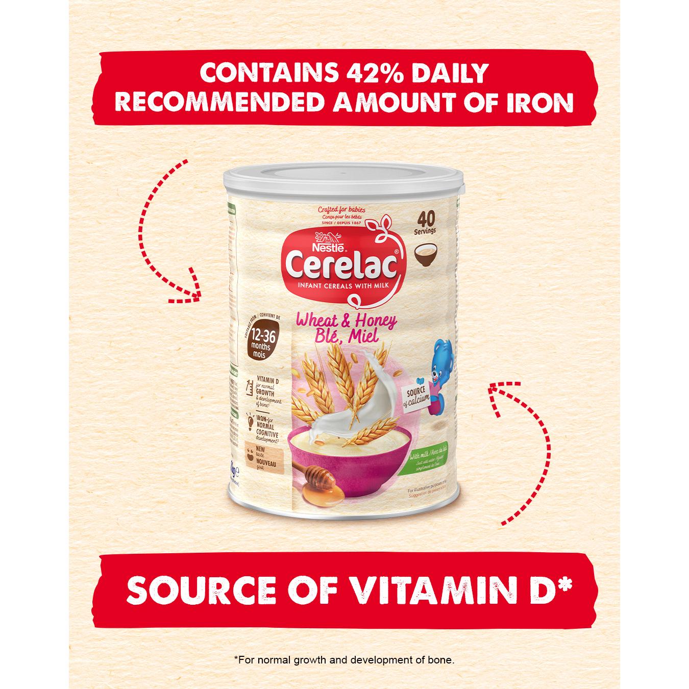 Cerelac baby cereal with milk honey wheat 1kg, imported from the UK