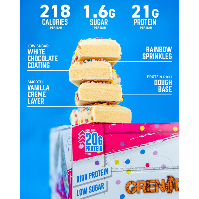 Grenade Birthday Cake protein bar vanilla flavour 60g, UK version