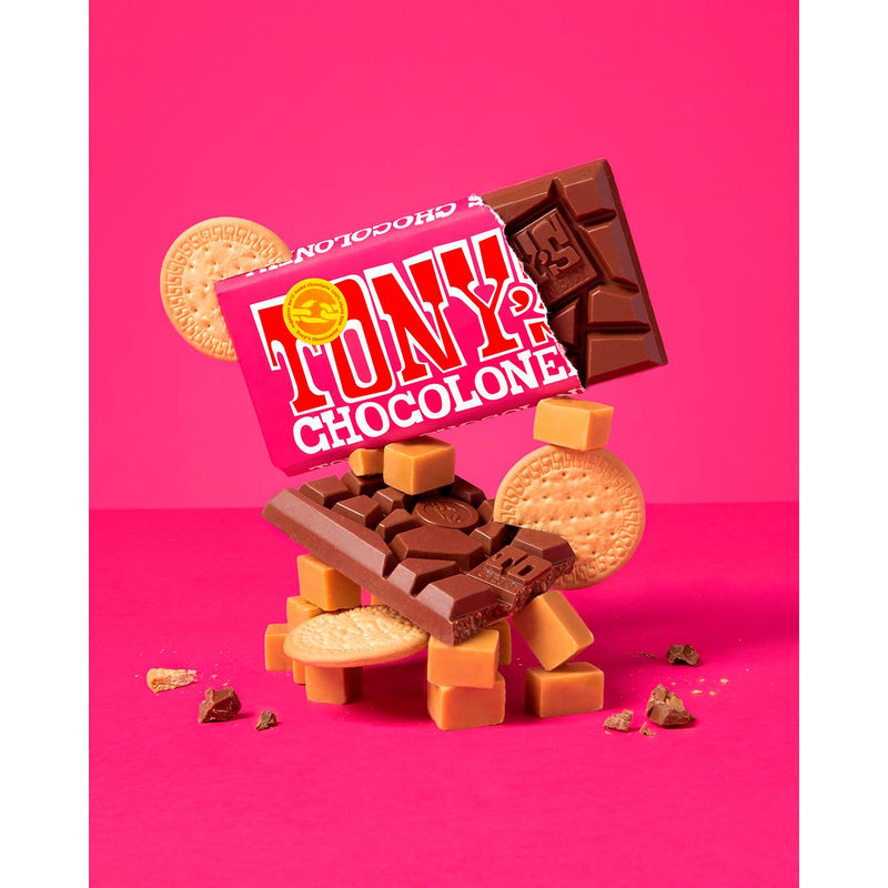 Tony's Chocolonely milk chocolate caramel biscuit 180g - British product