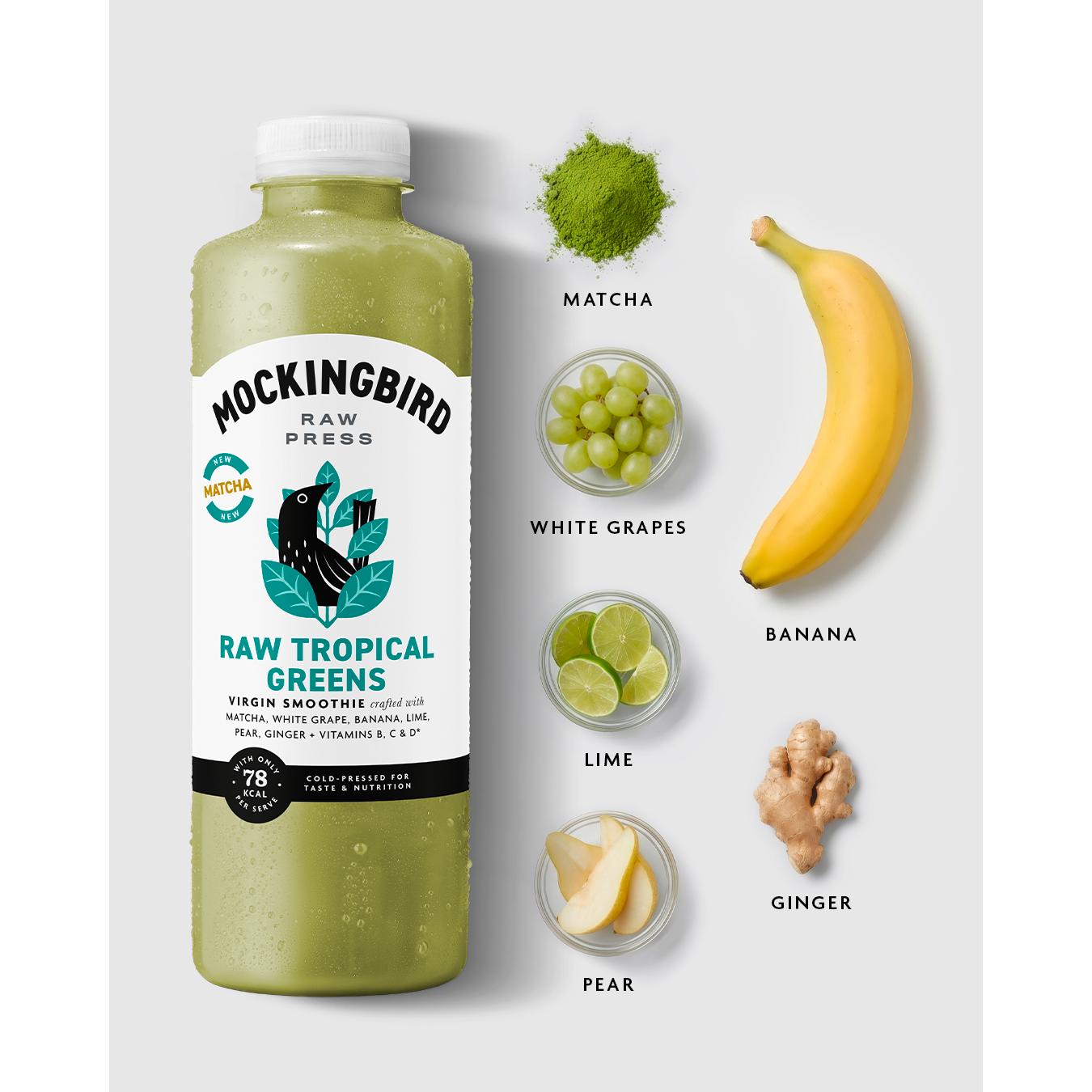 Mockingbird Tropical Greens smoothie 750ml (British brand)