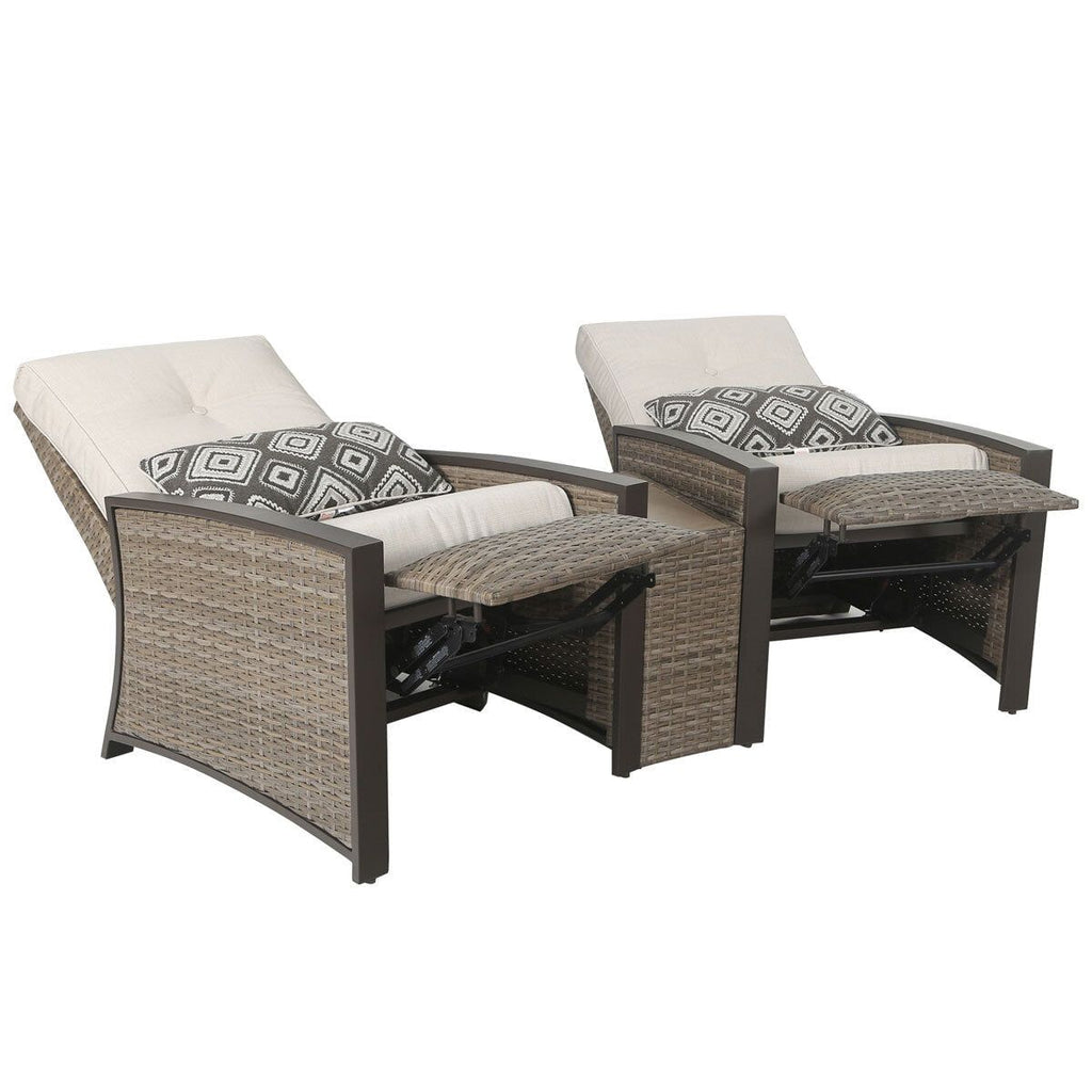 Pacific Casual Barcalounger Edgewater 3 Piece Cushioned Woven Aluminium Recliner Set